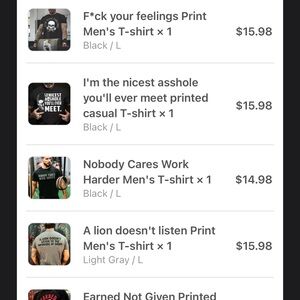 Polyalien Men’s Set of 5 workout tees Large NWT